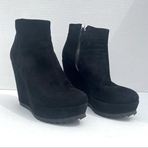 AllSaints Black Suede Wedge Ankle Boots